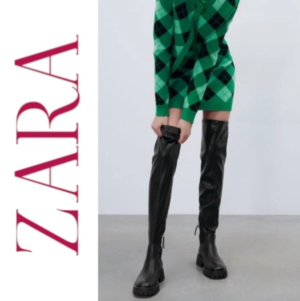 Zara Black Sleek Over-the-Knee Boots